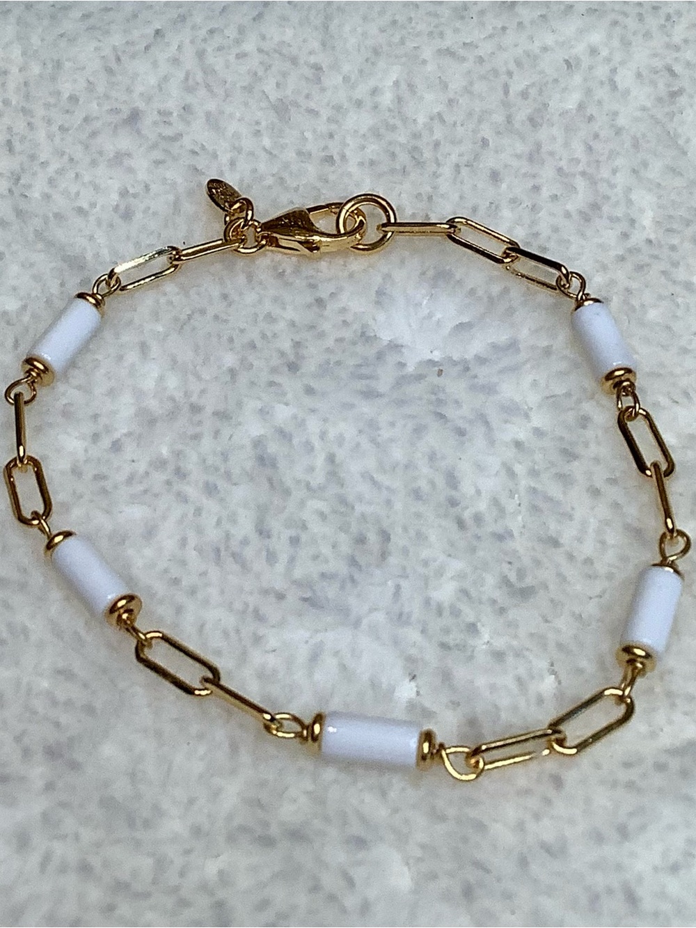 David Markstein Italian Bronze White Agate Tube Length Bracelet Vintage Look